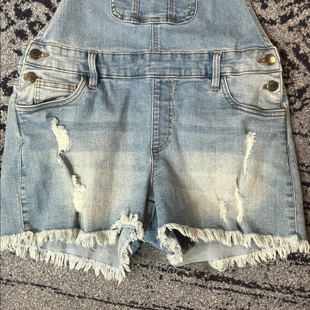 SET OF TWO! Venus deep v long sleeve top Size 4 RED and Denim overalls size 4 - Picture 7 of 9